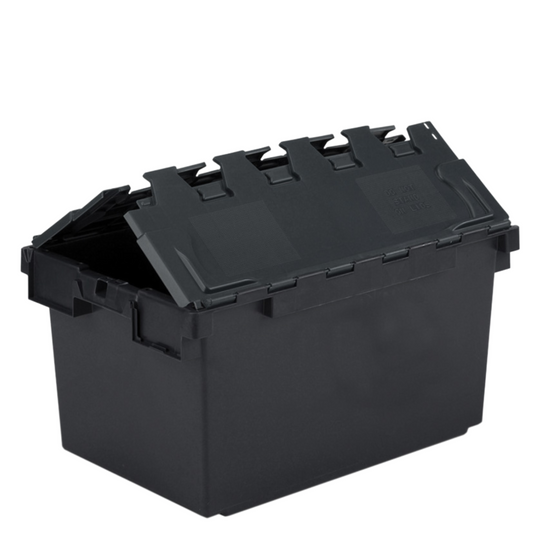 80L Extra Large Attached Lid Container Original Totebox (710 x 460 x 368h mm) Black