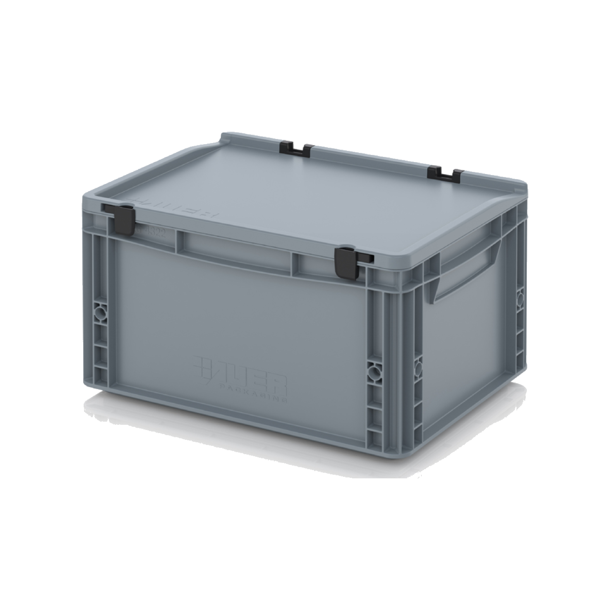 *Bundle of 8* 20L Euro Stacking Container With Lid Attached (400 x 300 x 246h mm)