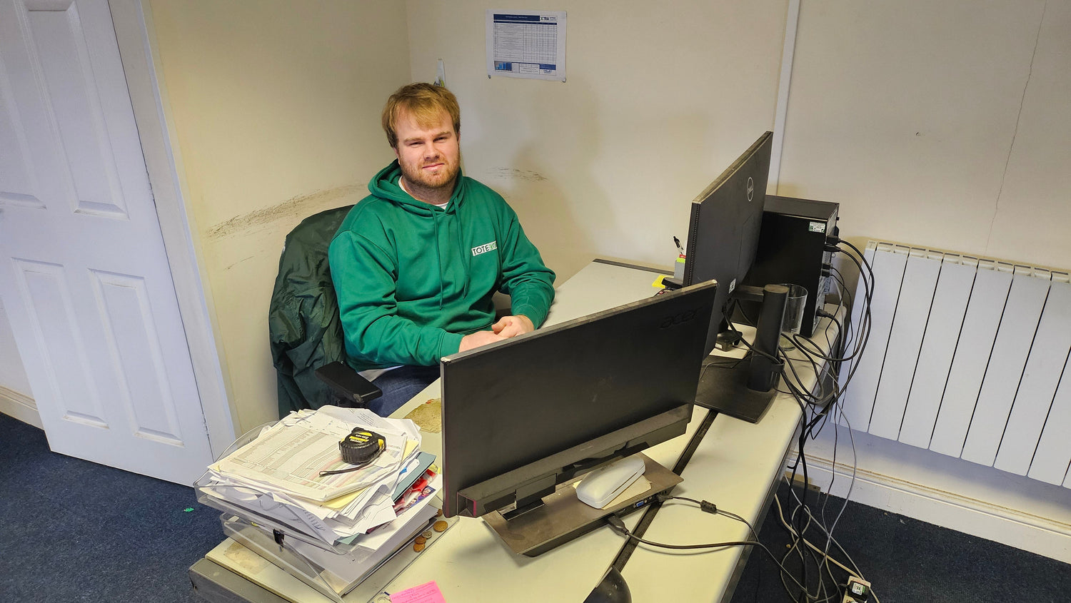Ollie at his desk 'working'